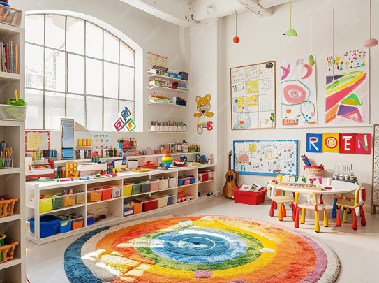 colorful childrens playroom with colorful circle floor 1142157 39302 qt7b8idkdj0a9nbbmazgcf9m55us4ph75opa92rngy - کودکستان هدی